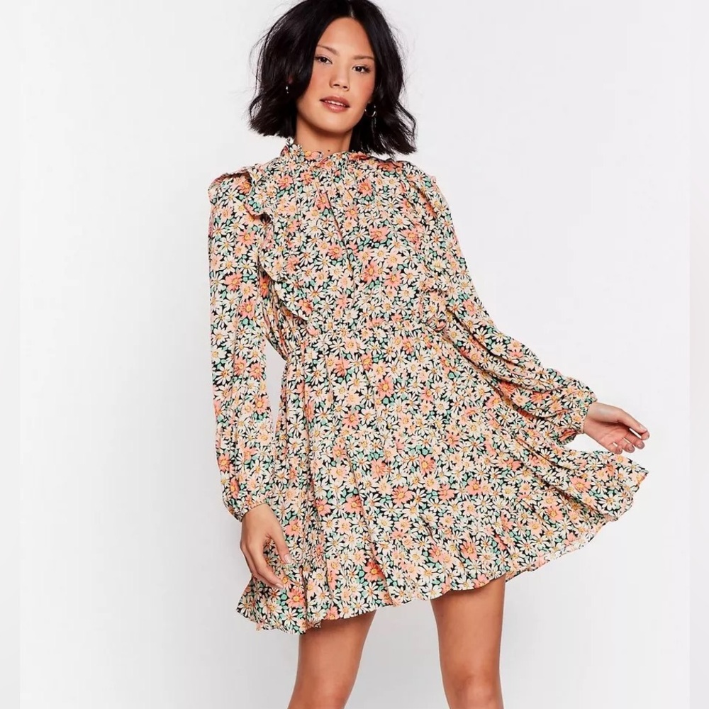 NASTY GAL floral mini dress | sz.6 | retro boho babe